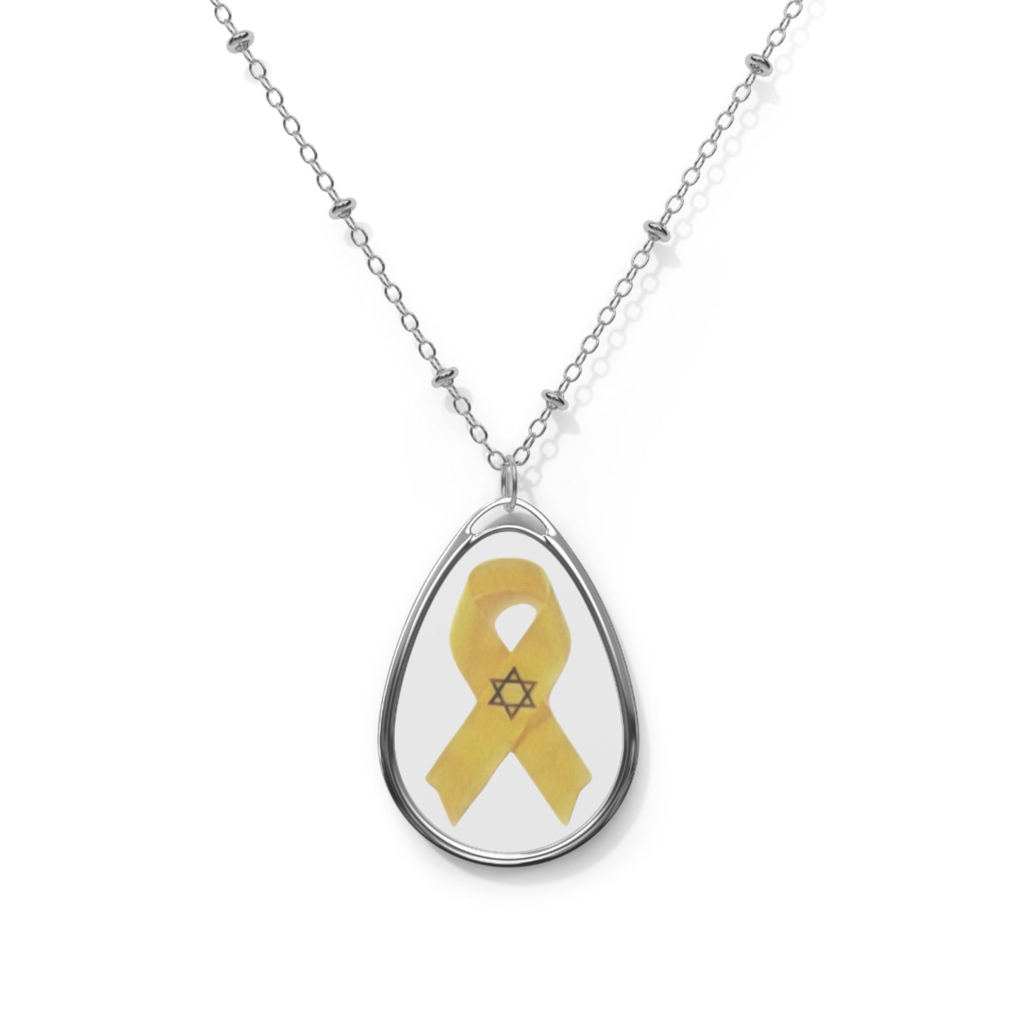 Bring Them Home Now Yellow Ribbon Personalized Pendant Oval Necklace