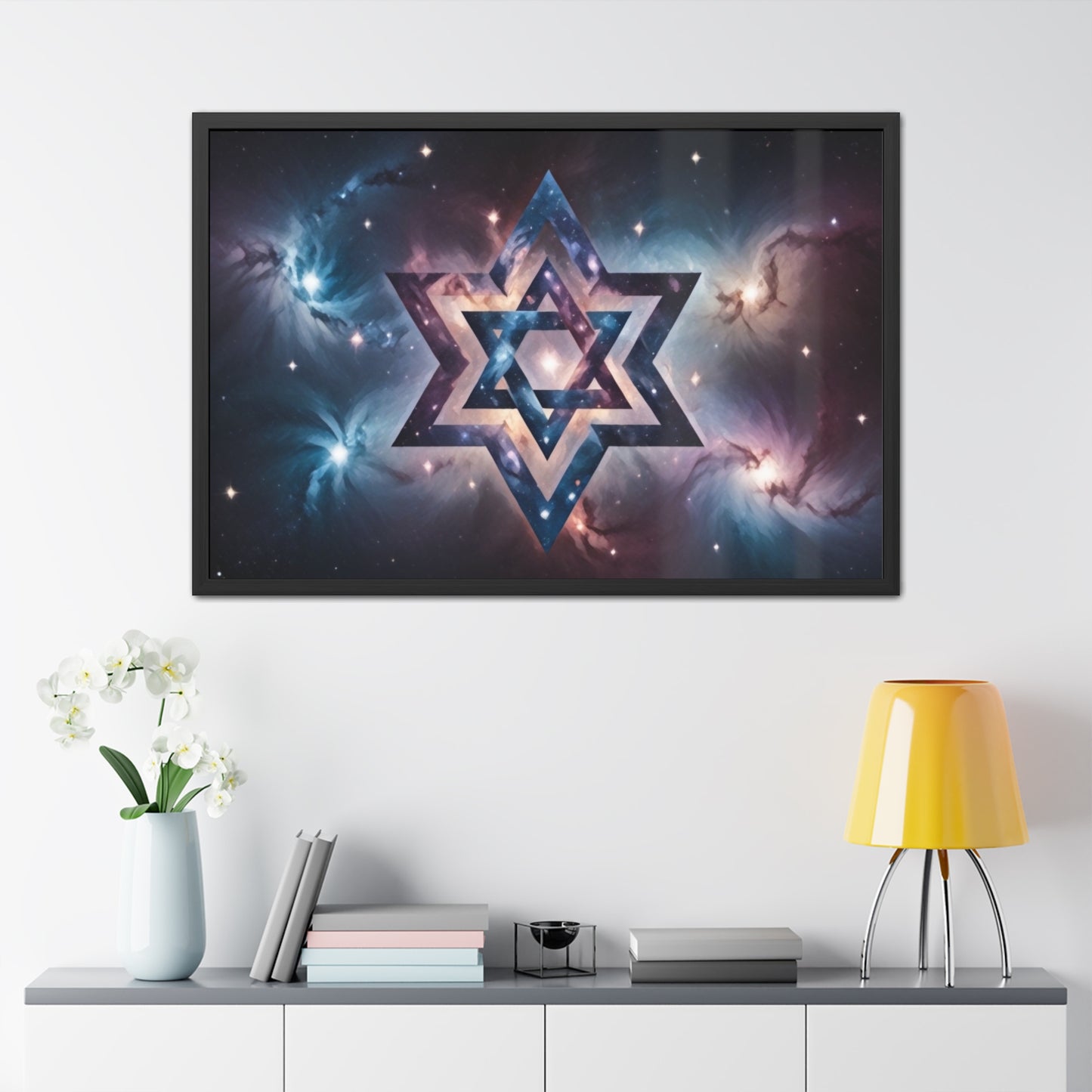 Artistic Framed Posters - Galactic Star of David in the Cosmos "Cosmic Star of Unity" Chaia Malana