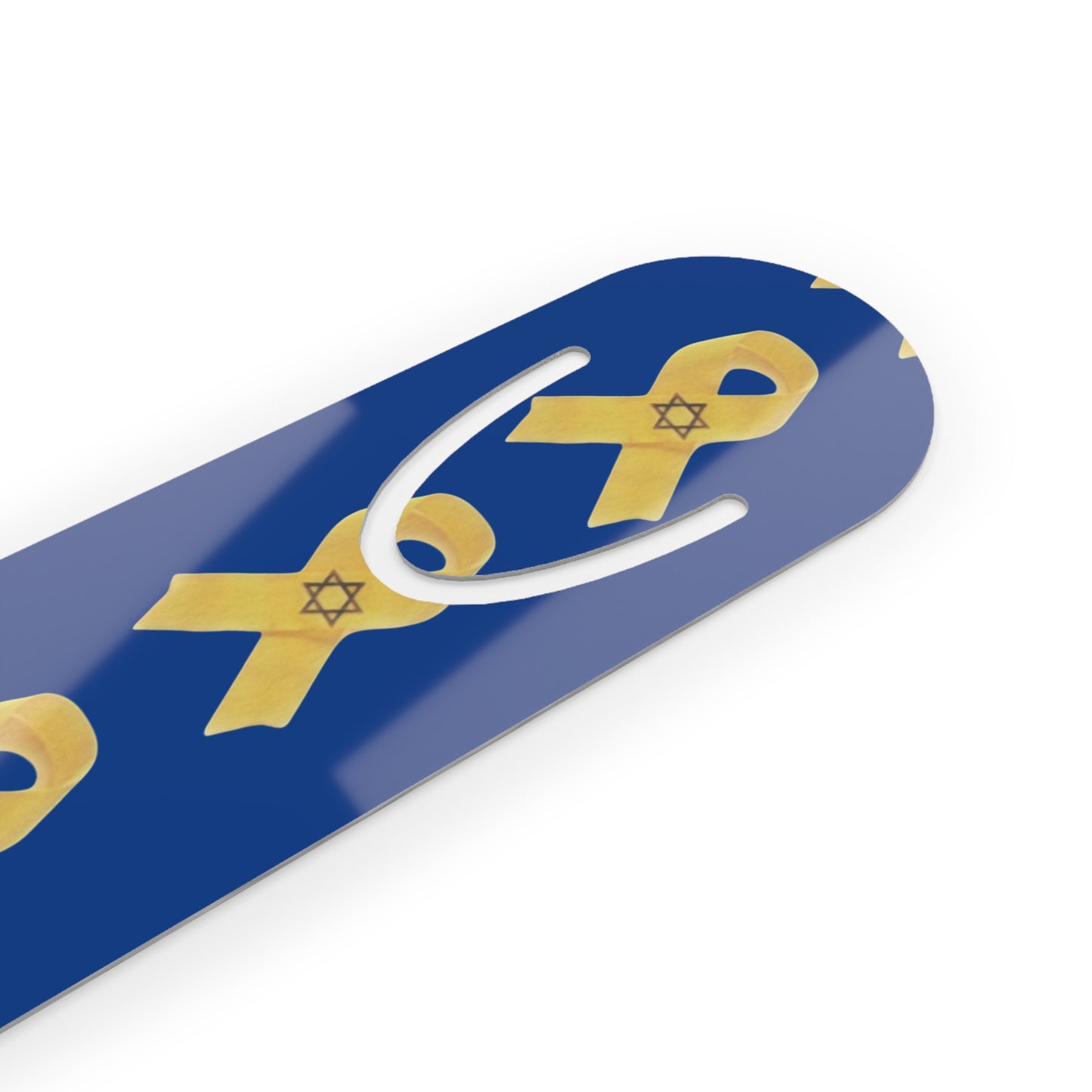 Bookmark - Yellow Awareness Ribbon Star of David Colored Pencil Art, Dark Blue