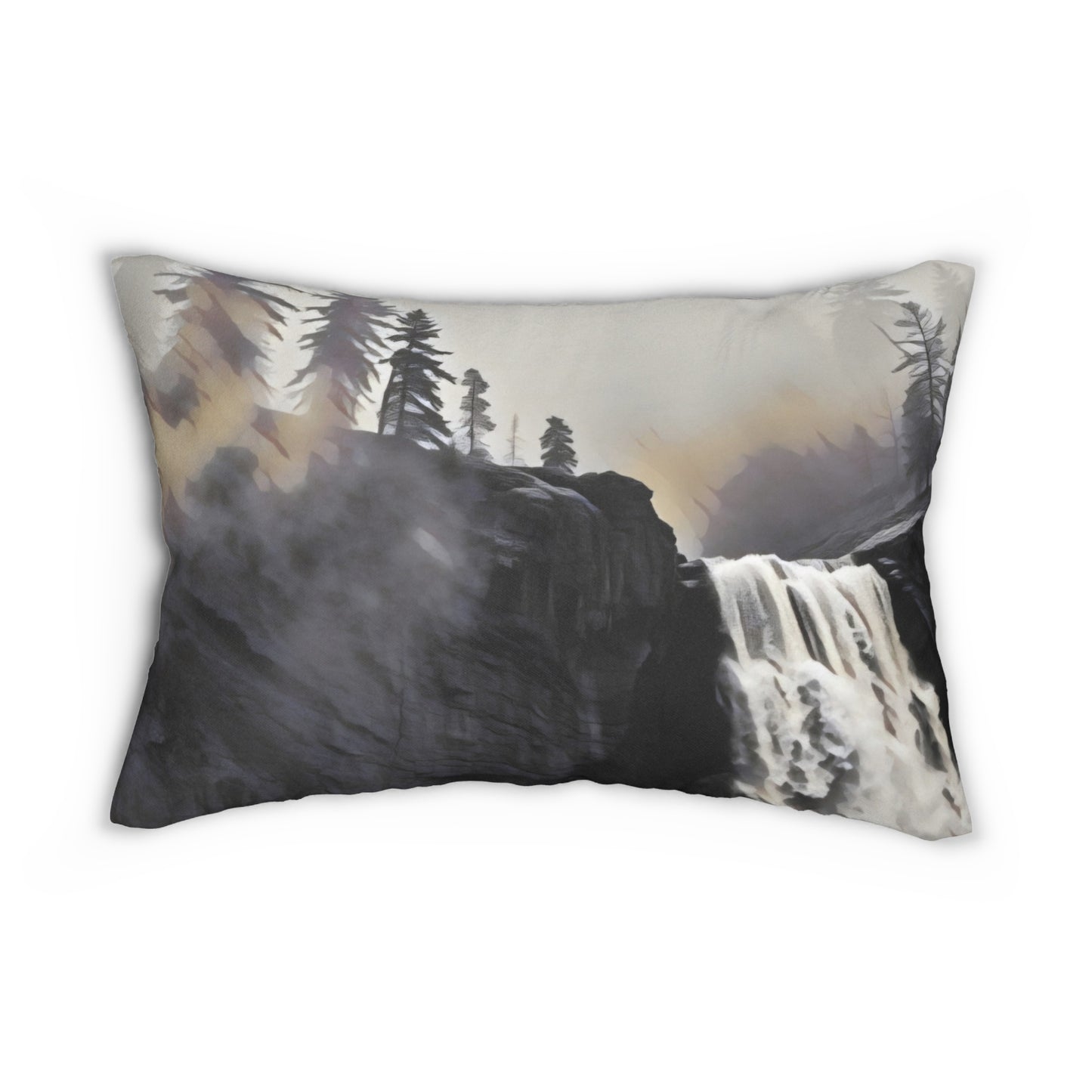 Lumbar Pillow - "Whispers of the Forgotten Falls" Art Print