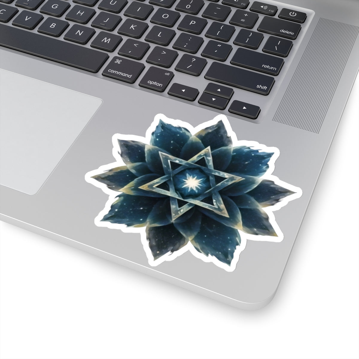 Sticker - "Cosmic Bloom" Blue Lotus Star of David Art Print