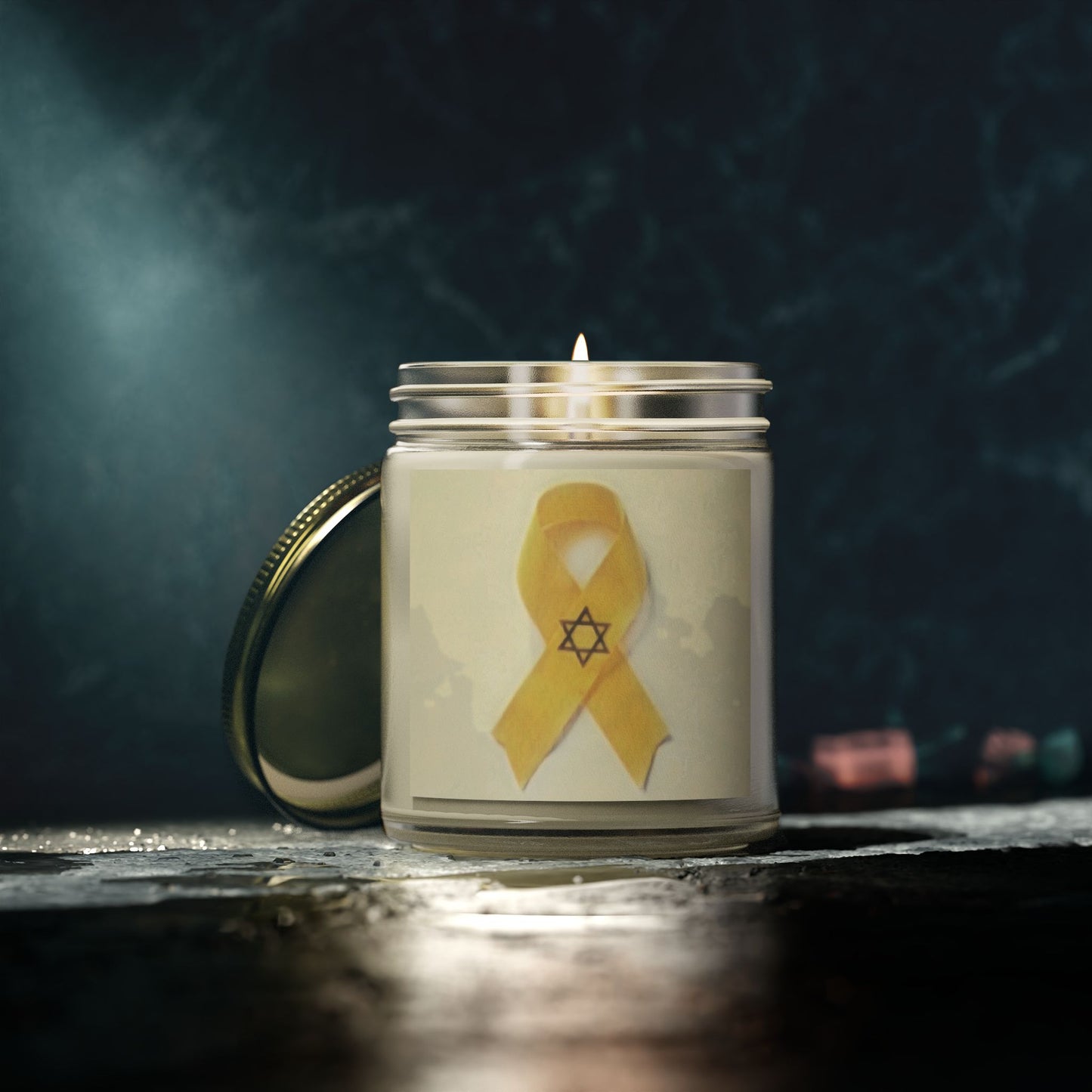 Scented Candles, Coconut Apricot Wax (4oz, 9oz) -- Yellow Awareness Ribbon Star of David Colored Pencil Art Print