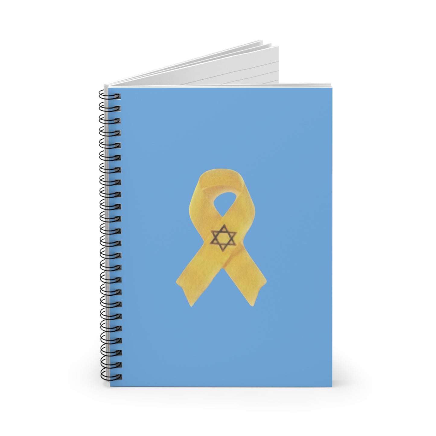 Spiral Notebook - Yellow Ribbon Art in Colored Pencil - Ruled Line, Light Blue