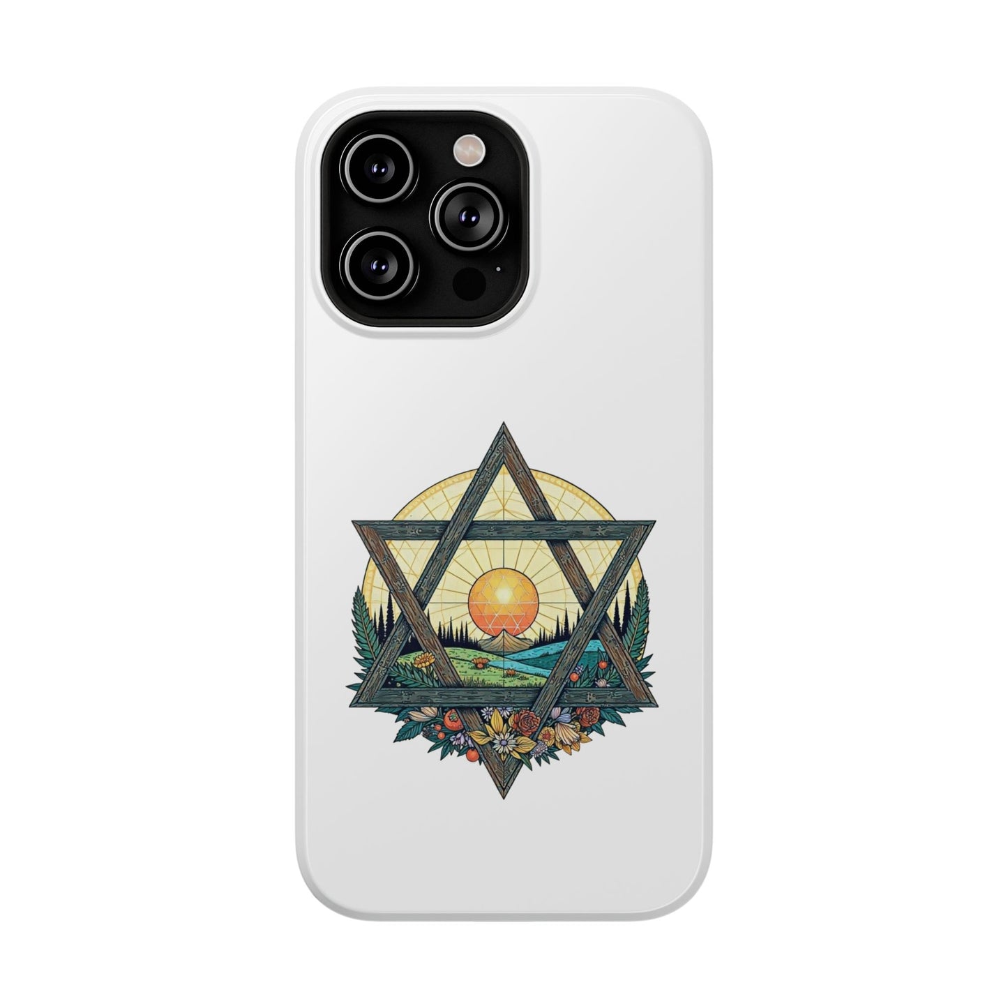 Phone Cases - Jewish Star of David Nature Landscape Design