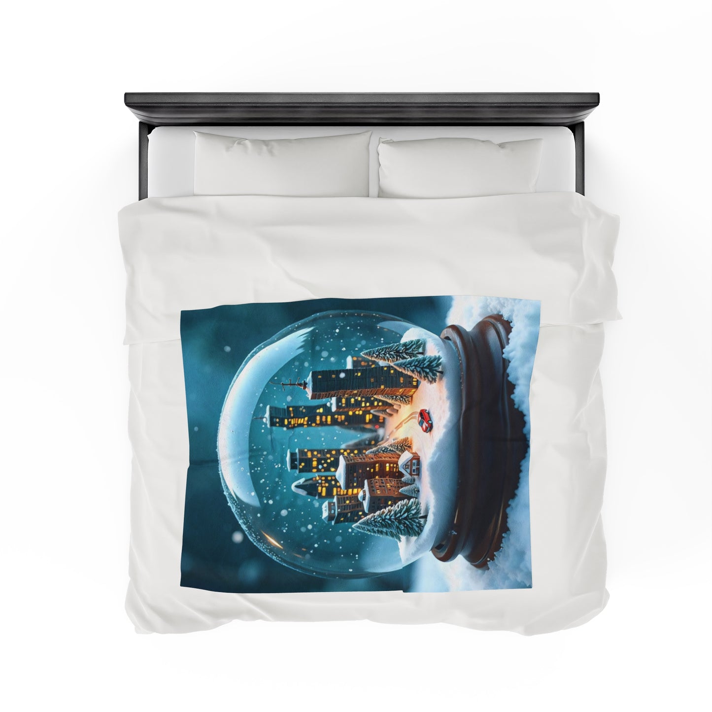 Velveteen Plush Blanket -- Snowy City in a Snowglobe Art Print