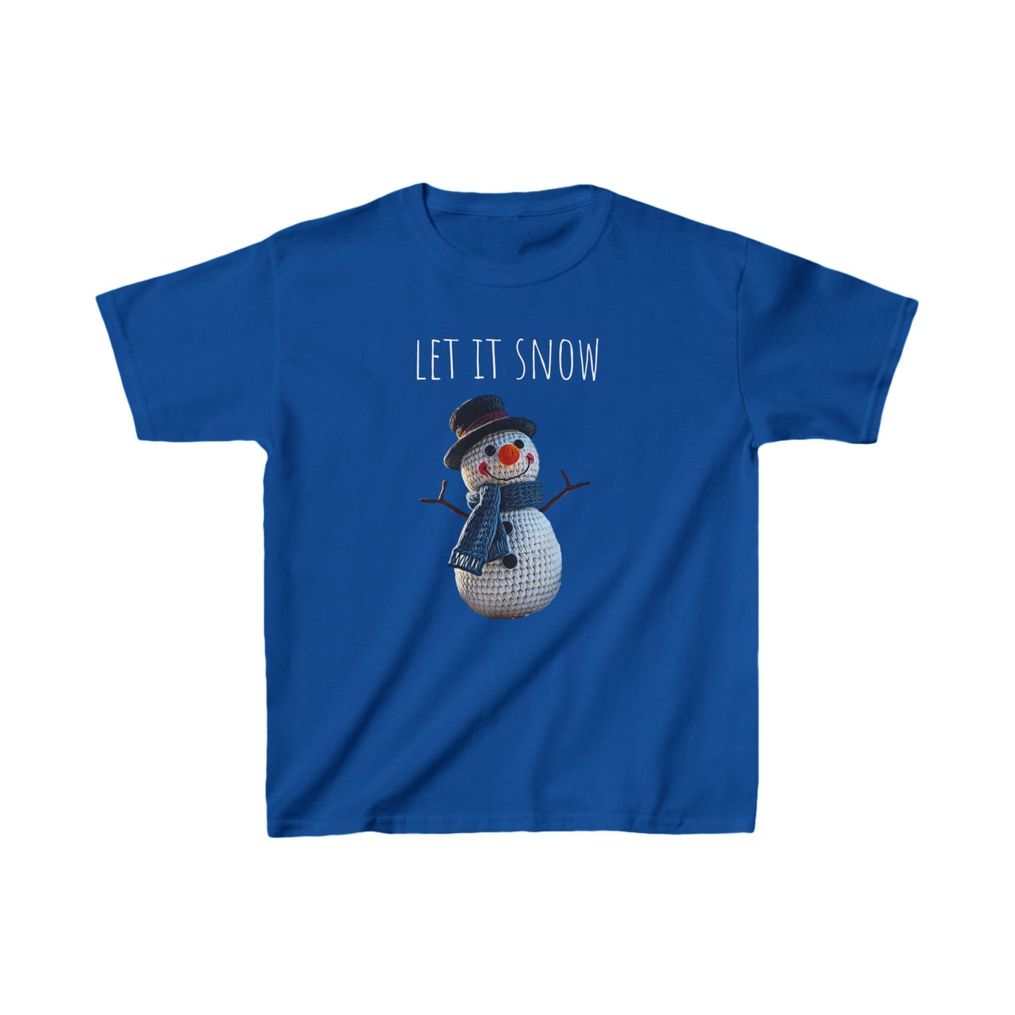 Kids Tee - Cute Crochet Snowman Let It Snow Art Print