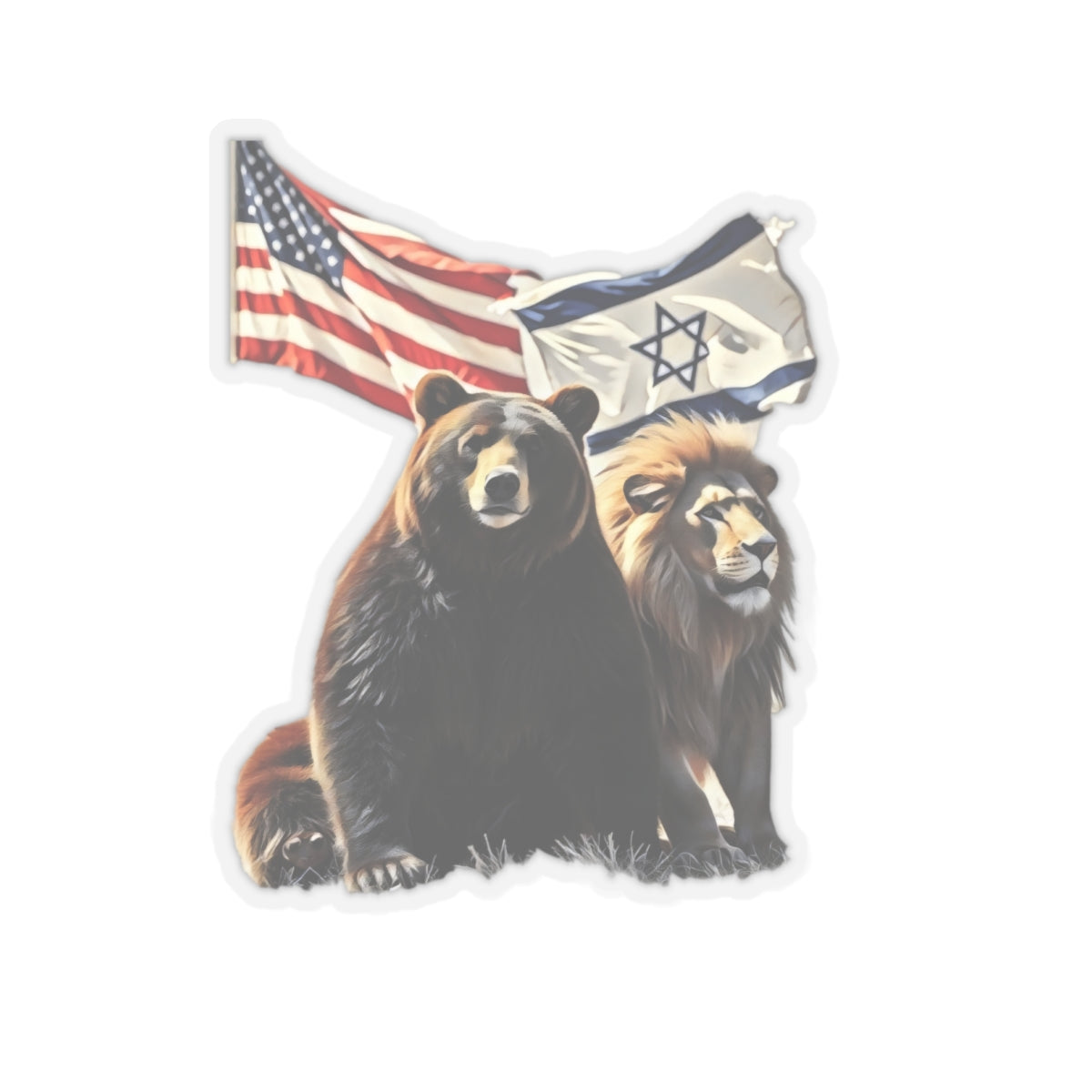 Sticker - "Allies of Strength" Israel Lion America Grizzy Bear Art Print