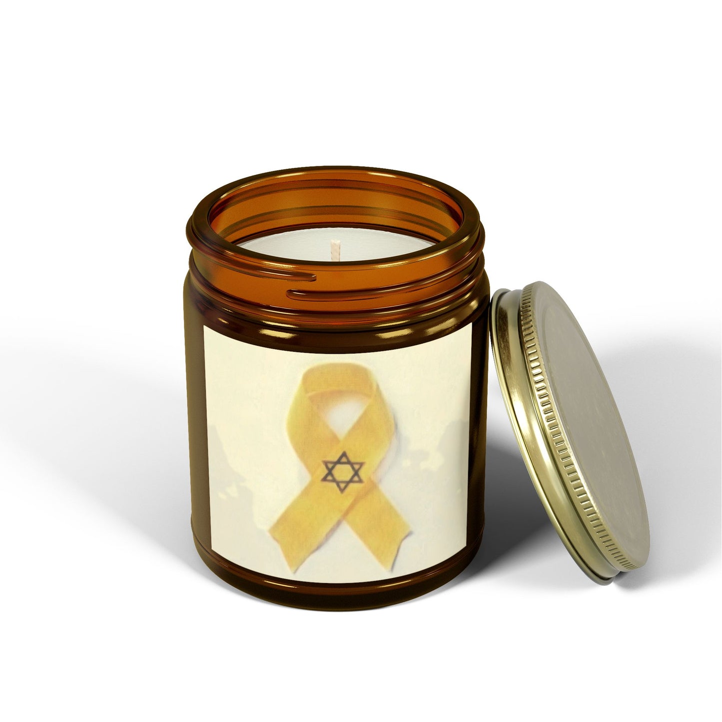 Scented Candles, Coconut Apricot Wax (4oz, 9oz) -- Yellow Awareness Ribbon Star of David Colored Pencil Art Print