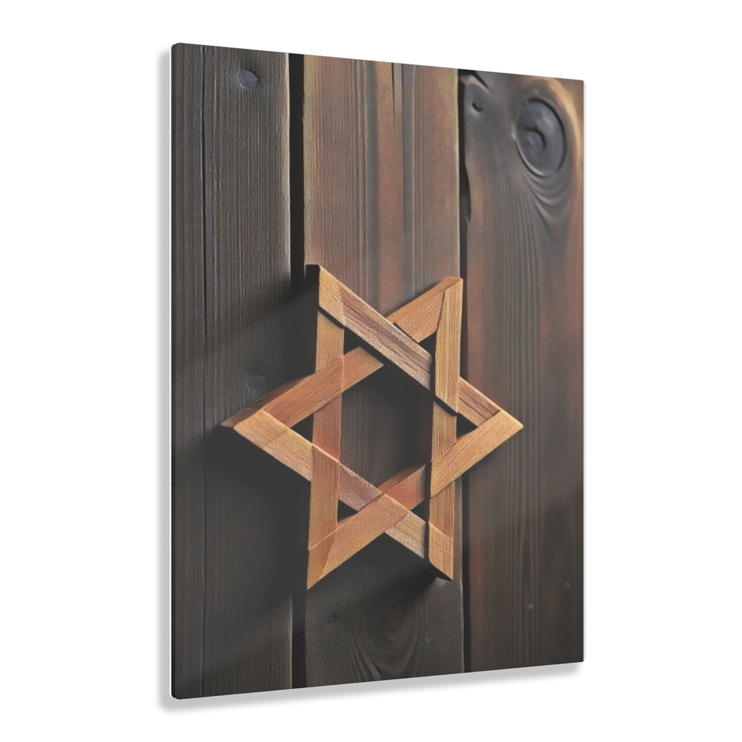 Acrylic Print - Wood Star of David on Wood Planks Art Decor