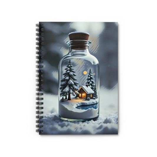 Spiral Notebook - Snowy Landscape in a Bottle Art Print, Ruled Line