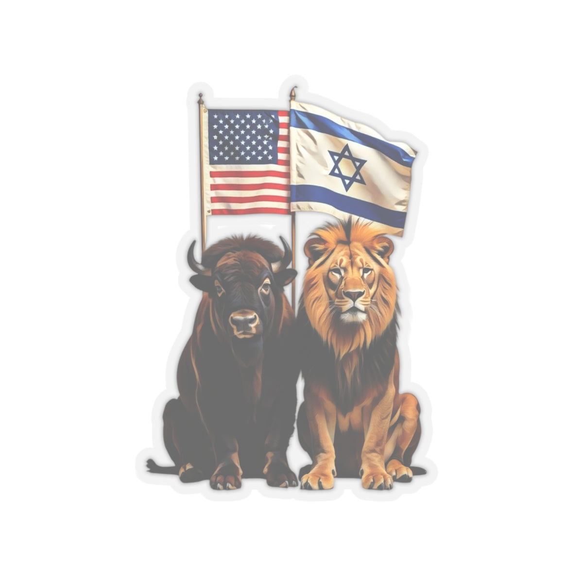 Sticker - "Unity of Strength" Israel Lion America Bison