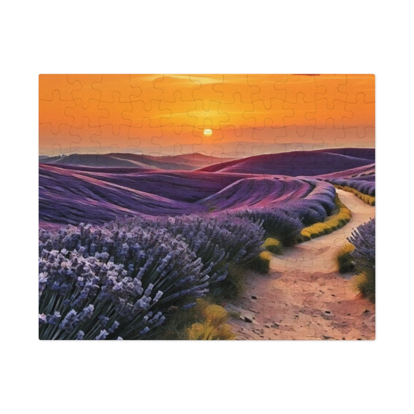 Jigsaw Puzzle - Path through Lilac Field and Sun Art