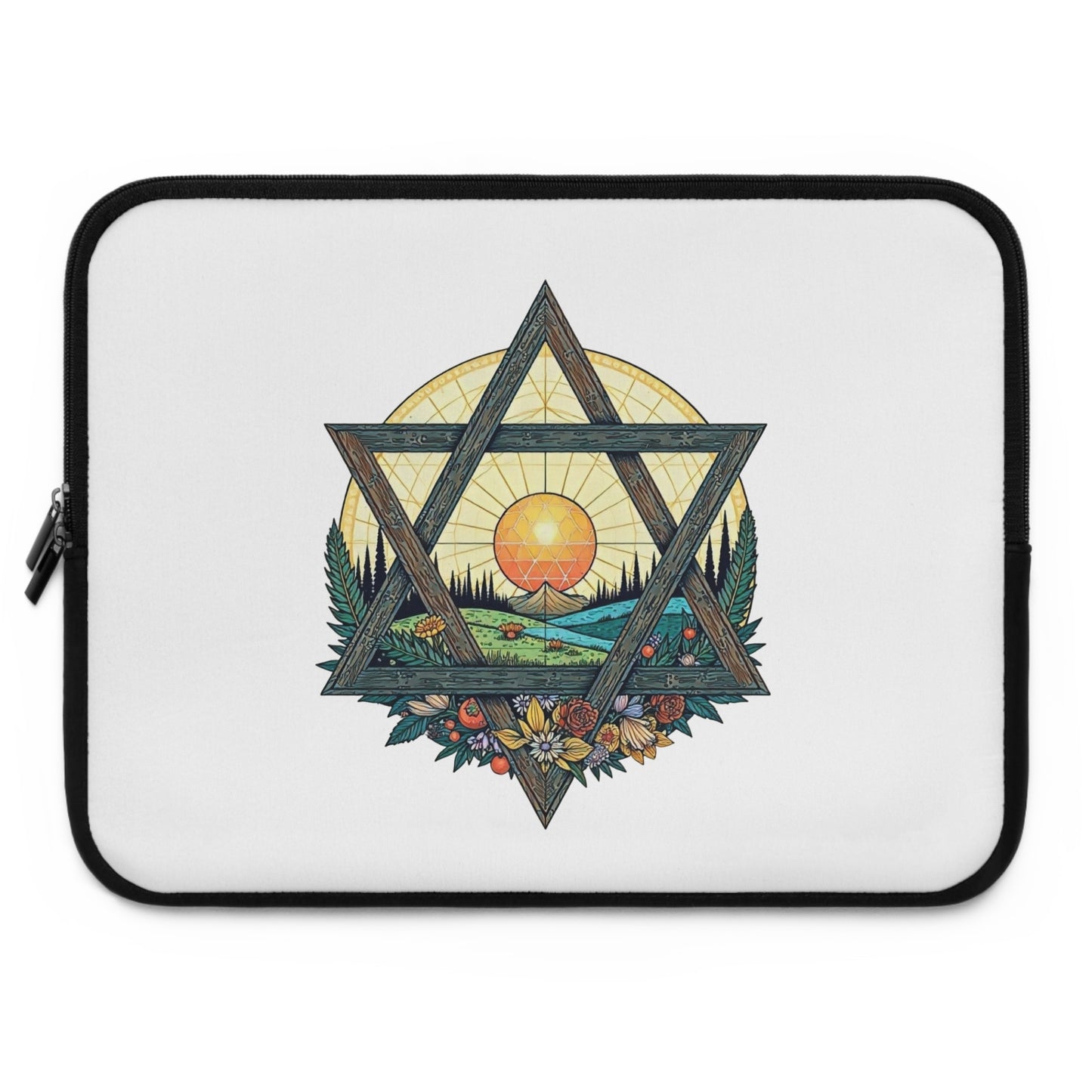 Laptop Sleeve with Weathered Wood Star of David Design