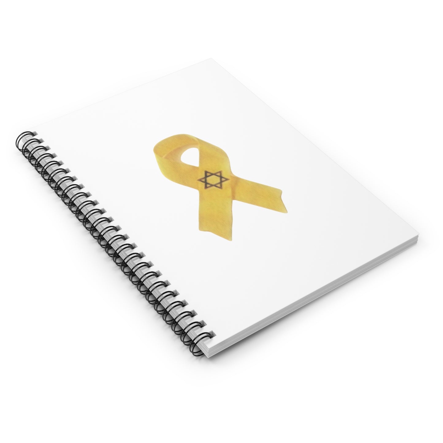 Spiral Notebook - Yellow Ribbon Art in Colored Pencil - Ruled Line, White