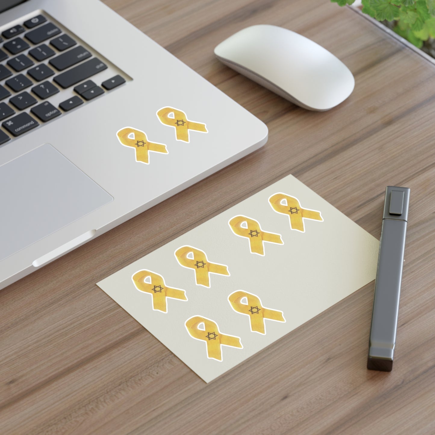 Sticker Sheets - Yellow Awareness Ribbon with Star of David Colored Pencil Art Print