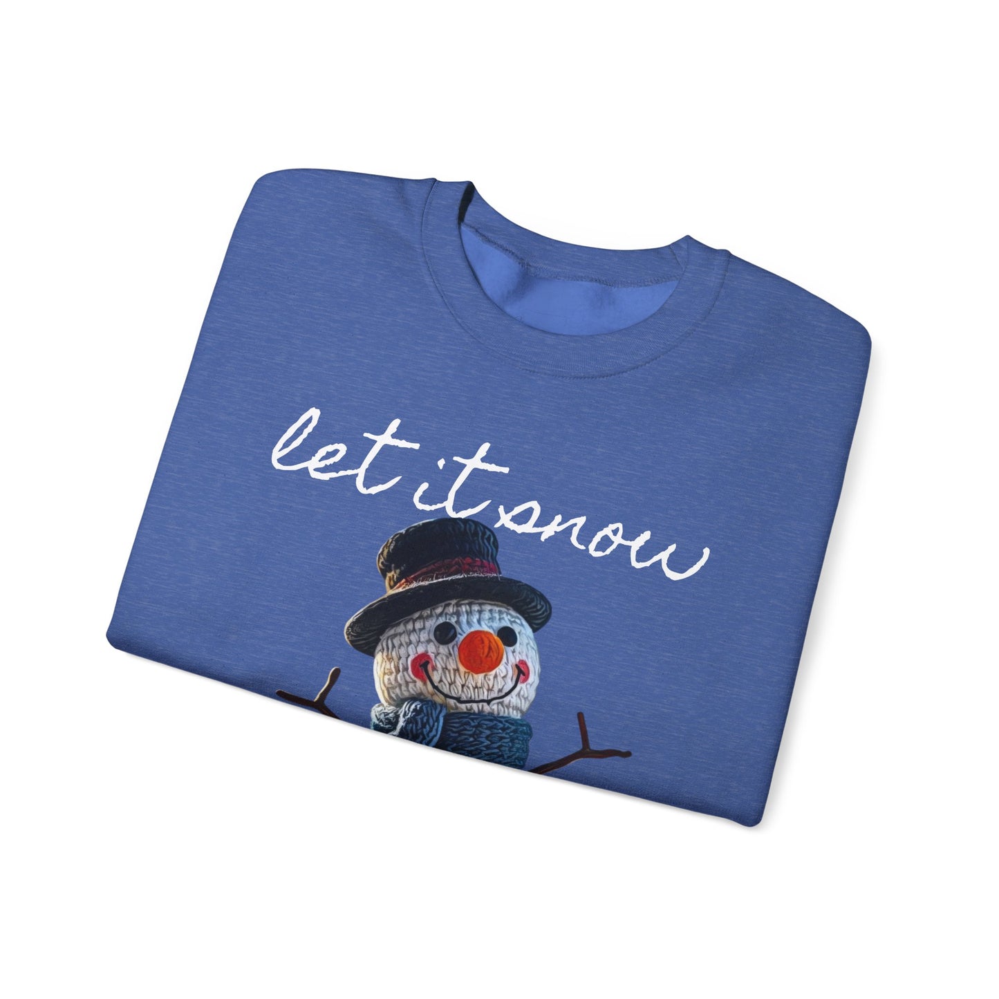 Unisex Heavy Blend™ Crewneck Sweatshirt  -- Cute Crochet Snowman Art Print "let it snow"