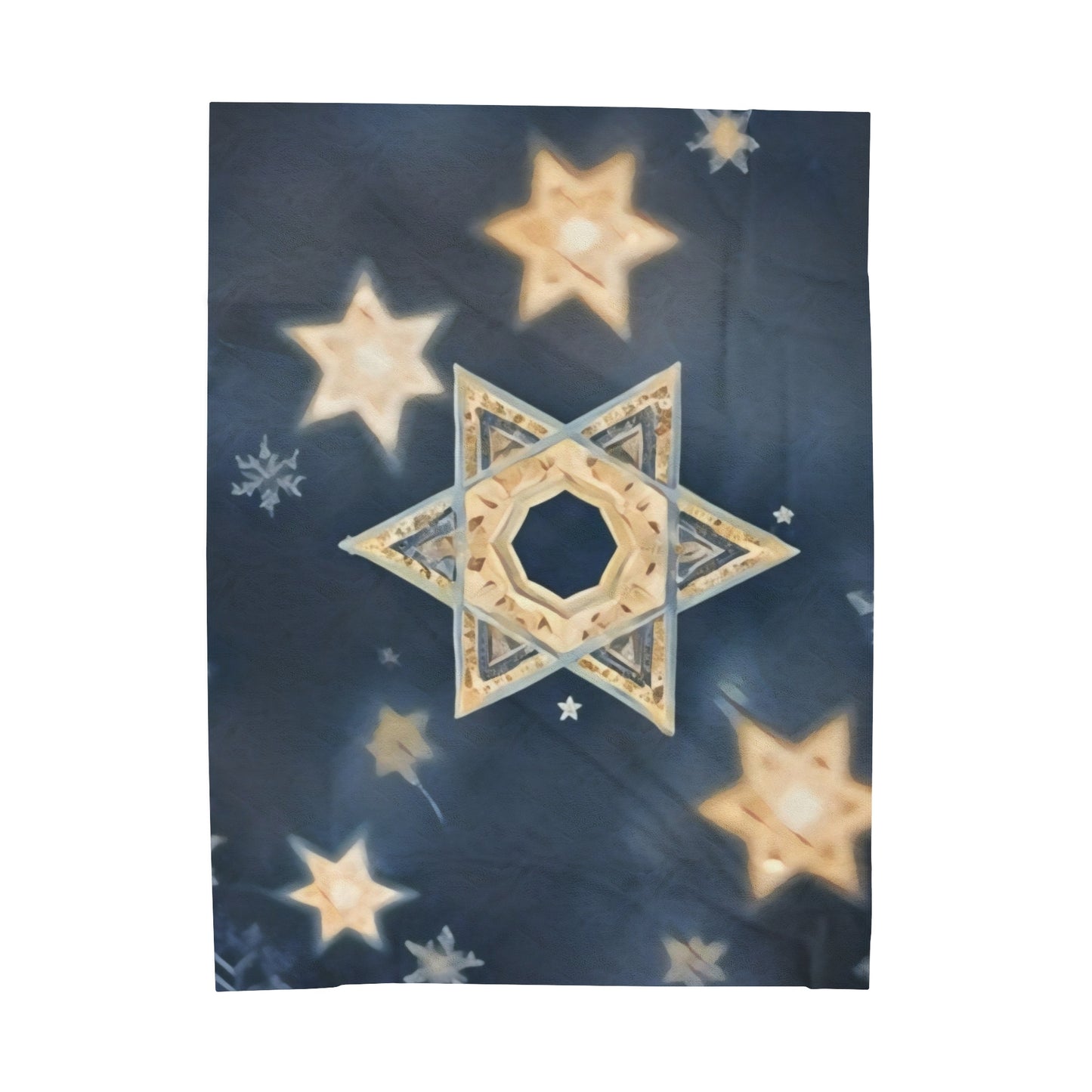 Plush Blanket - "Celestial Bloom" Cosmic Bloom Blue Lotus Galaxy Star of David Art Print