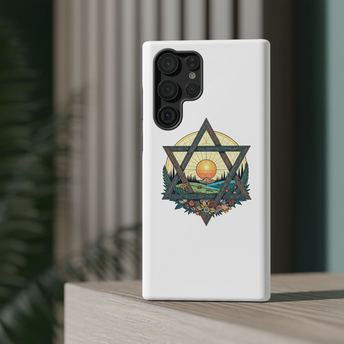 Phone Cases - Jewish Star of David Nature Landscape Design