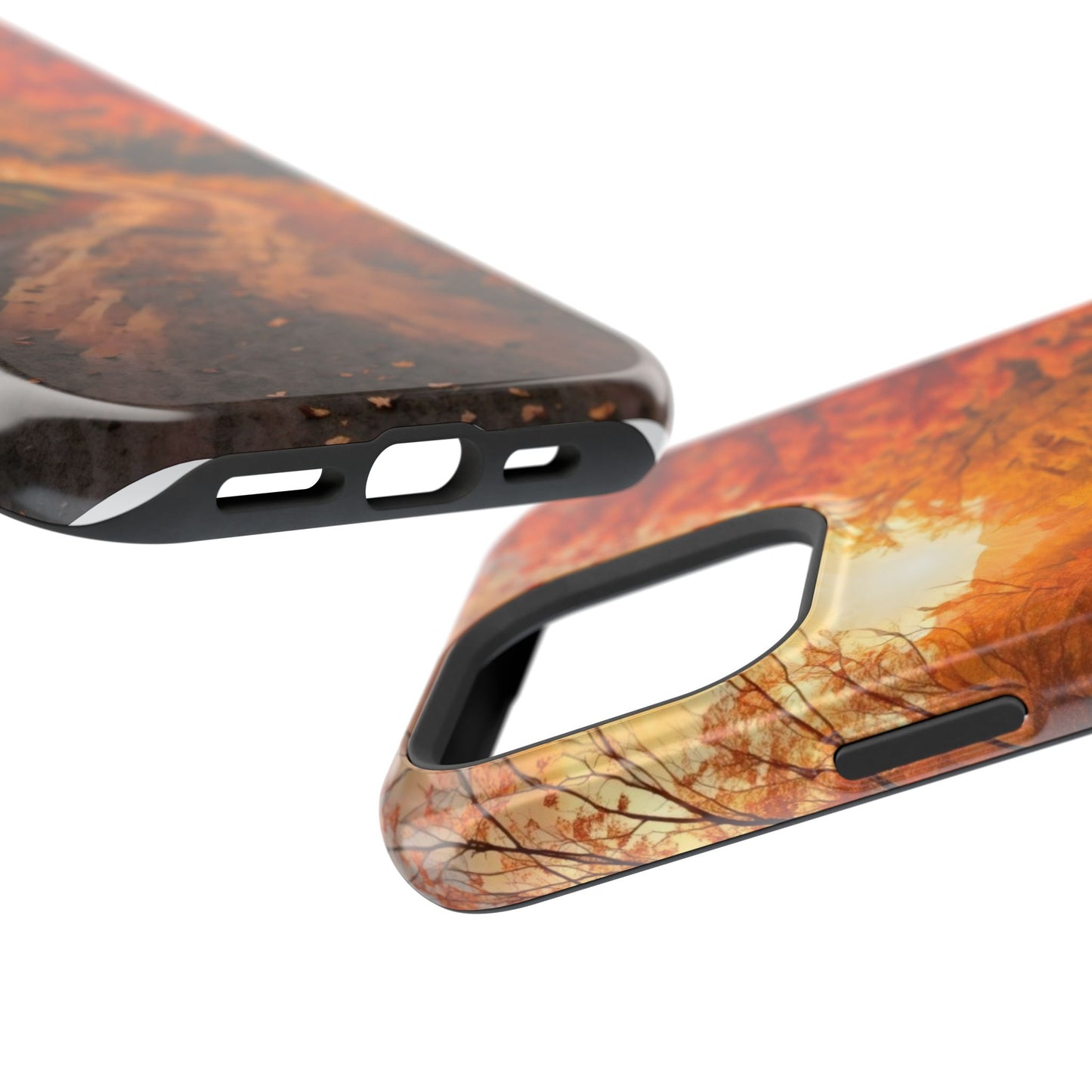 Phone Cases - Autumn Theme Painting of a Dirt Road with Trees and Wood Fence