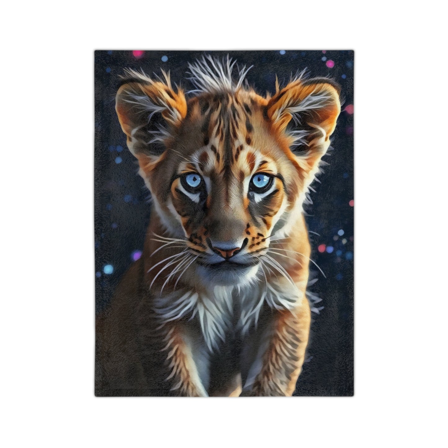 Velveteen Microfiber Blanket - Celestial Lion Cub Art Print