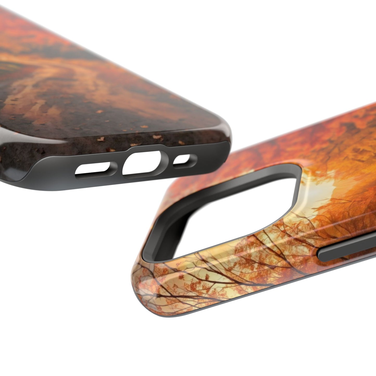 Phone Cases - Autumn Theme Painting of a Dirt Road with Trees and Wood Fence