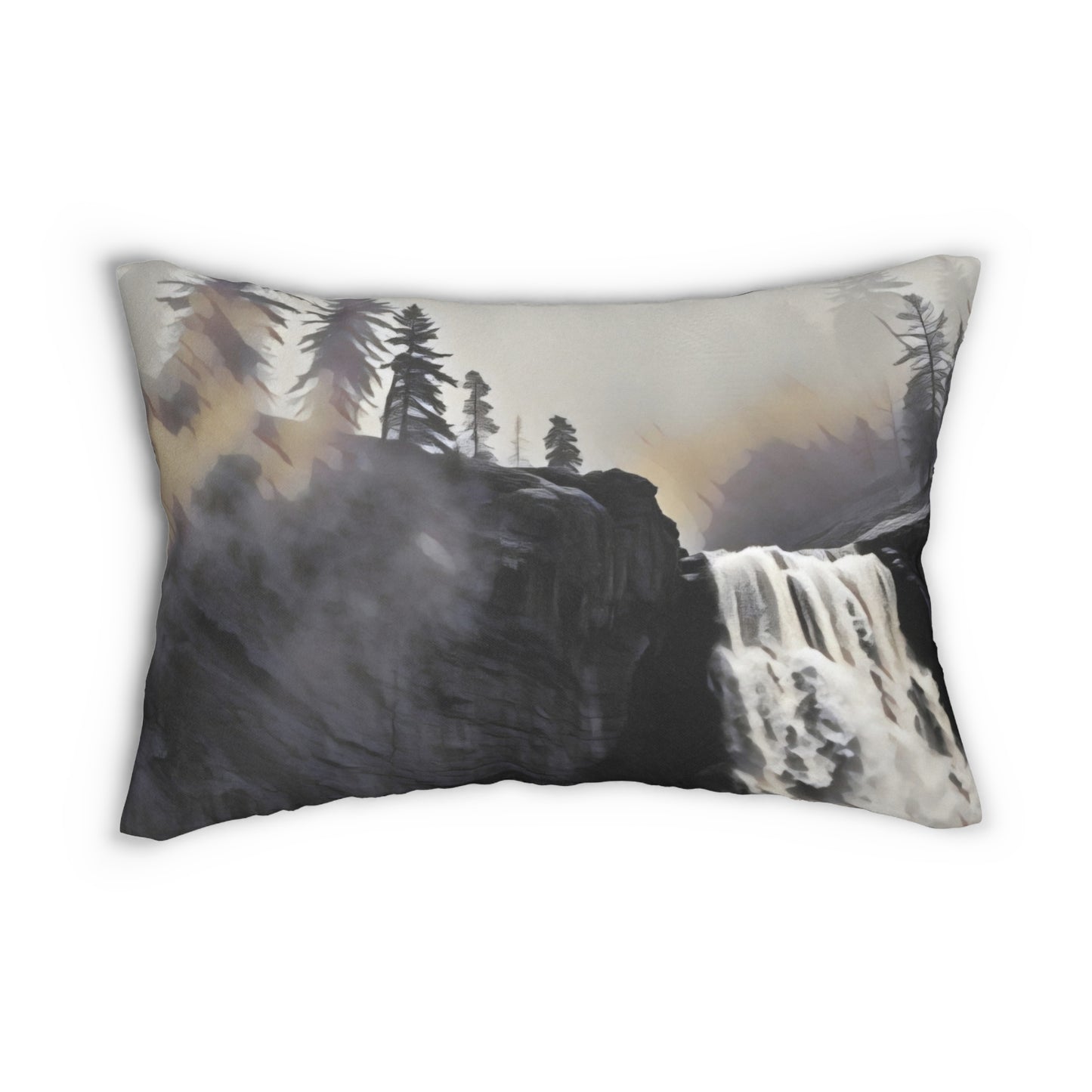 Lumbar Pillow - "Whispers of the Forgotten Falls" Art Print