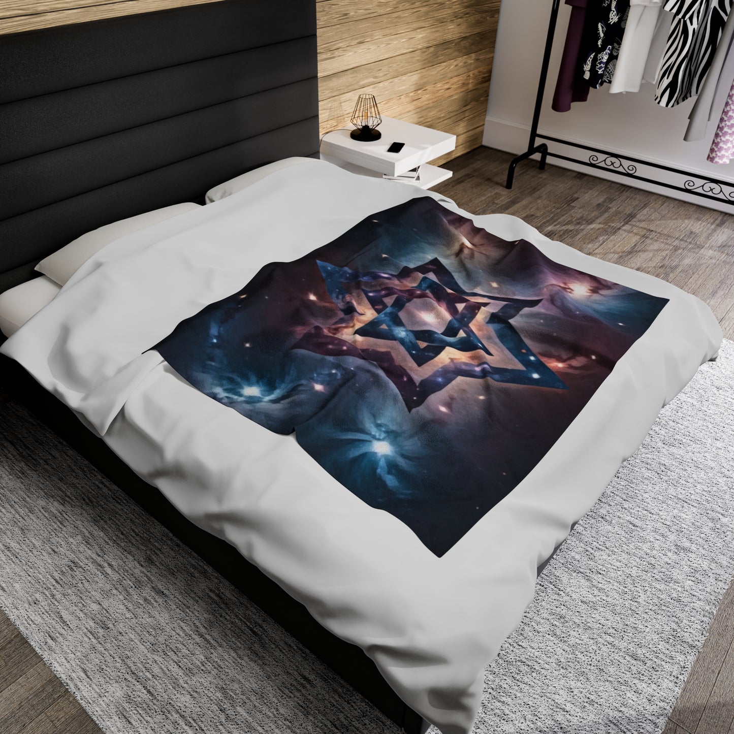 Velveteen Plush Blanket - "Cosmic Star of Unity" Art Print