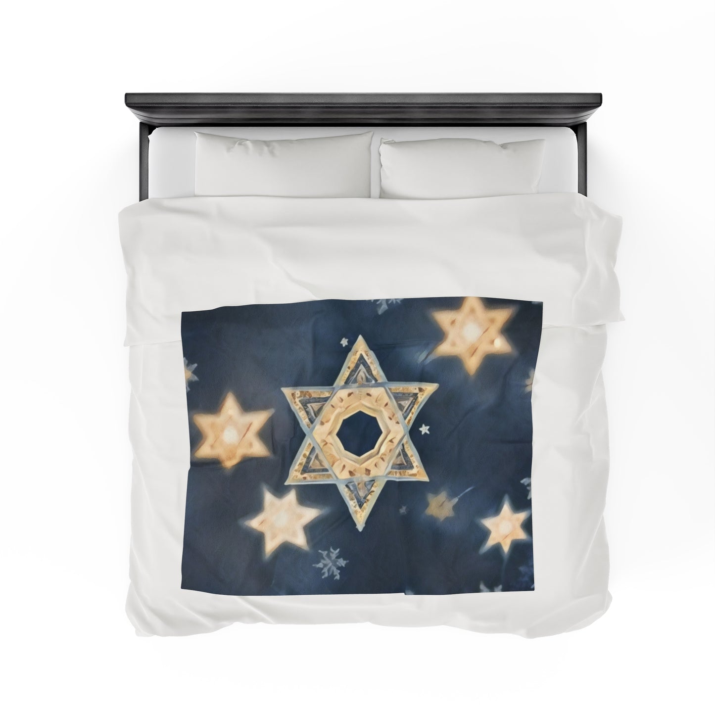 Plush Blanket - "Celestial Bloom" Cosmic Bloom Blue Lotus Galaxy Star of David Art Print