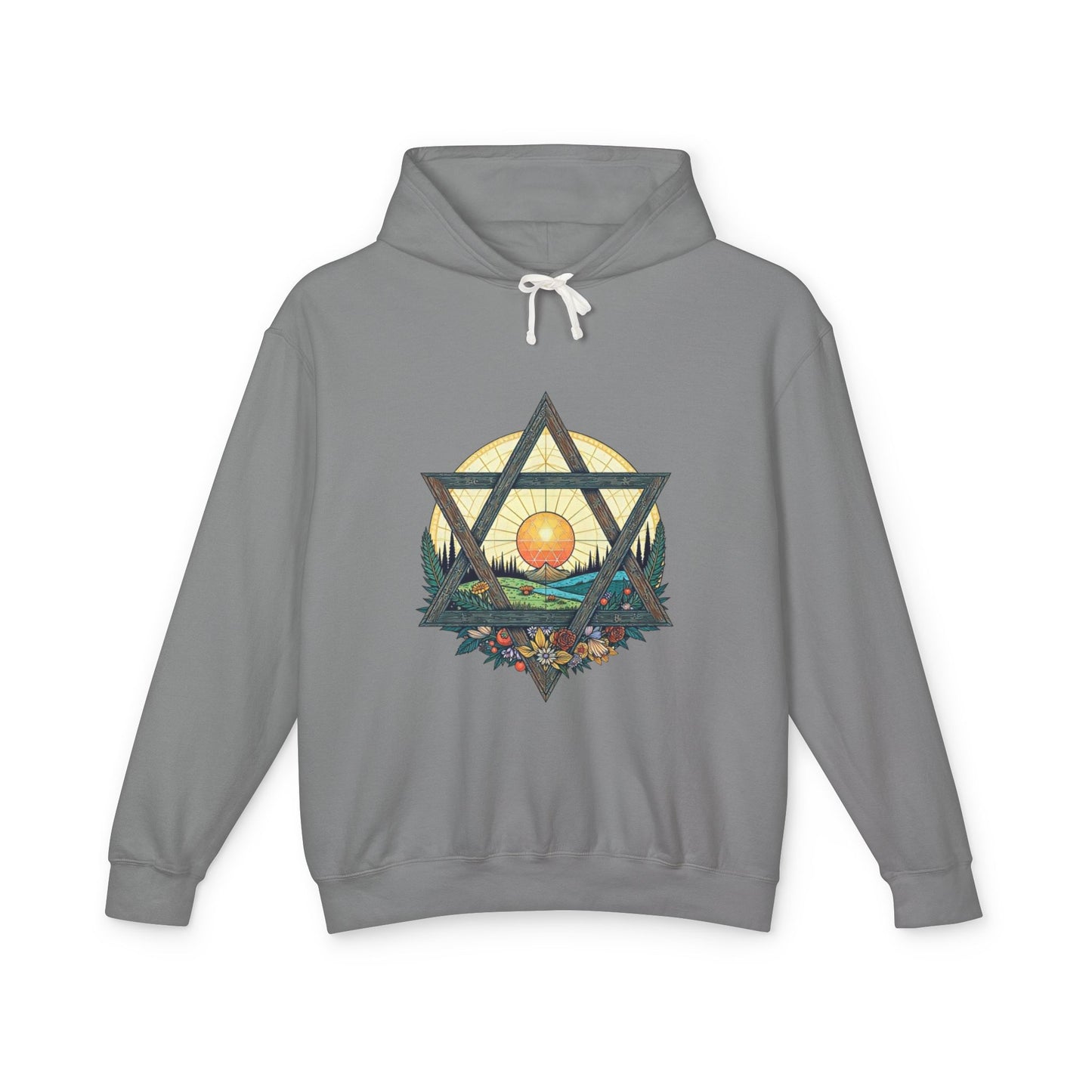 Jewish Floral Star of David Magen David Floral Landscape Hoodie Sweatshirt