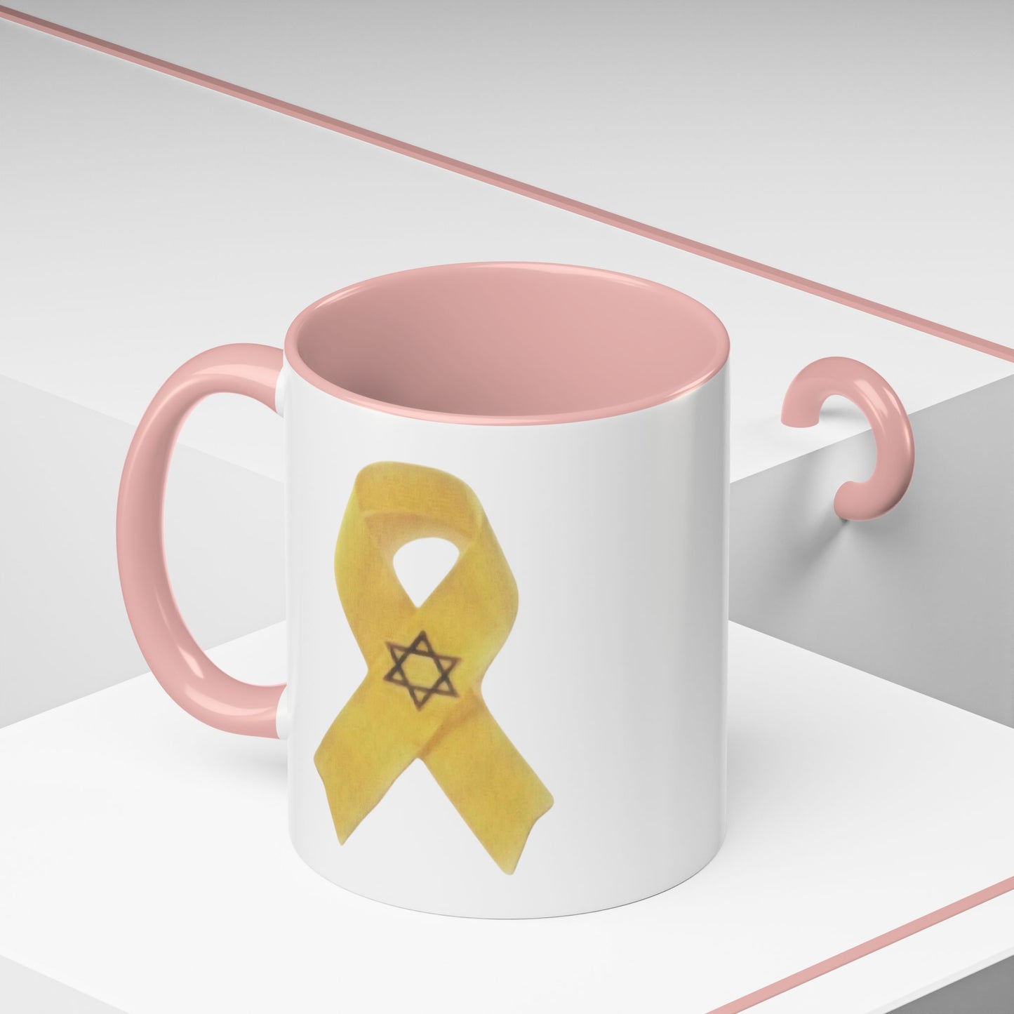 Mug - Unbroken Hope Yellow Ribbon Star of David Design by Chaia Malana Art