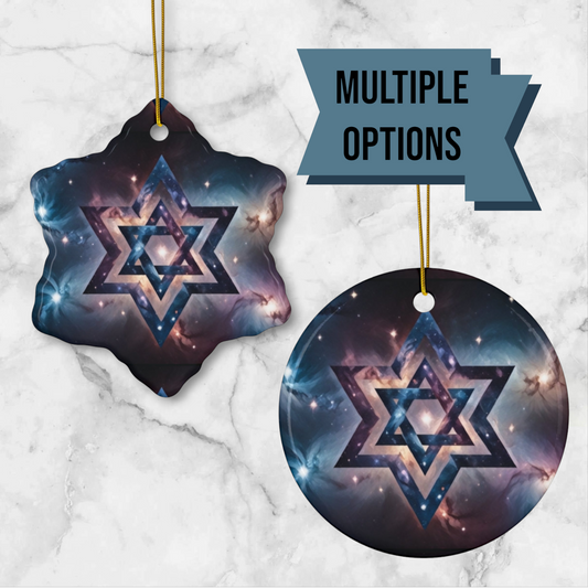 Ceramic Ornament - Star of David "Cosmic Star of Unity" Art Print